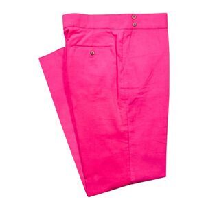 Mens 34 Gurkha Pants Magenta Pink Corduroy High Waist Flat Front Straight Fit